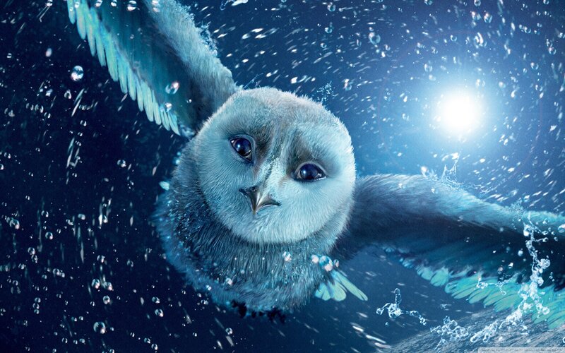 Owl Flying Underwater — Blue, Dramatic, 3d Render, Water