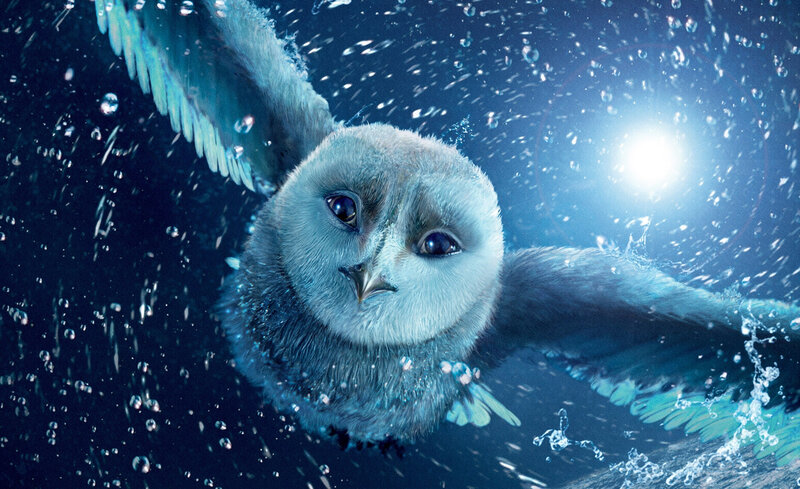 Owl Flying Underwater — Blue
