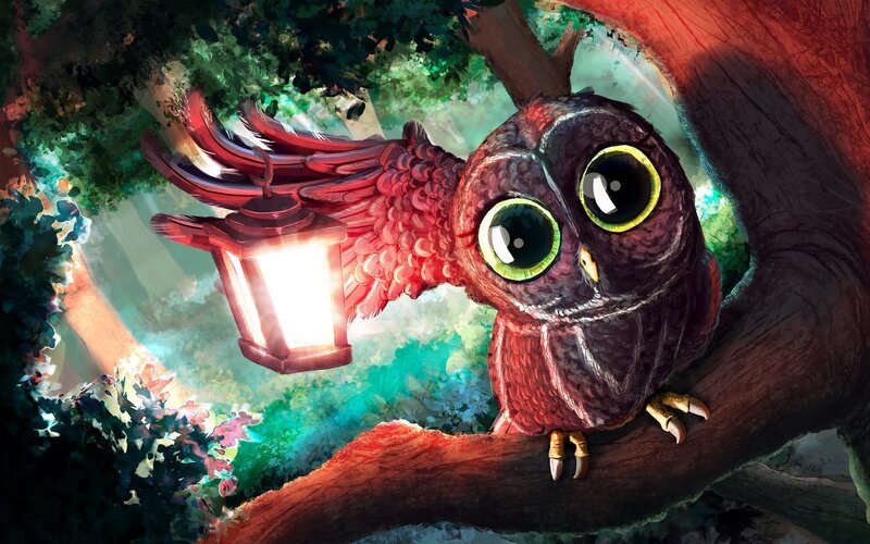 Owl Holding Lantern