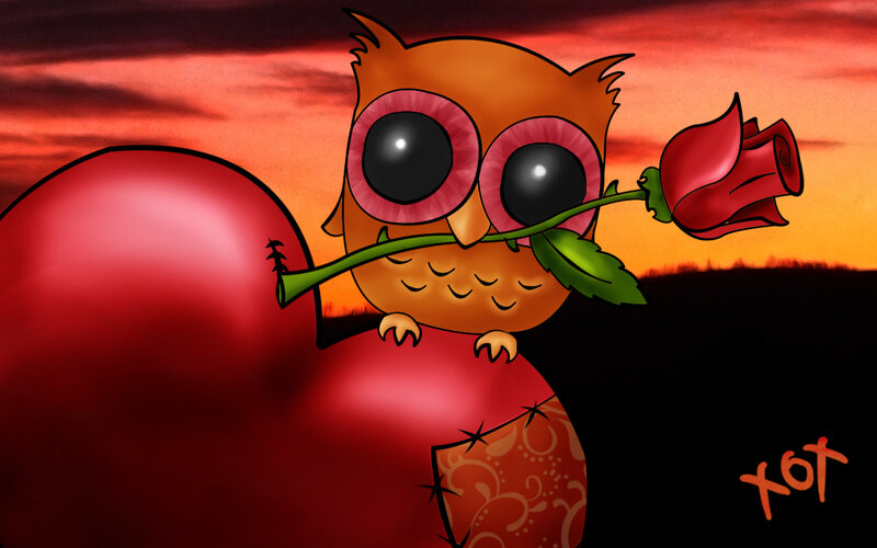 Owl Holding Rose