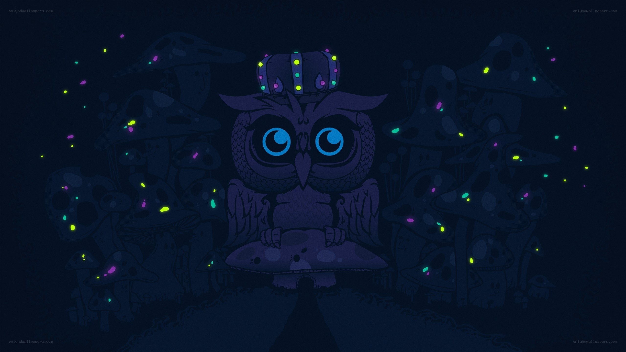 owl in a mushroom forest