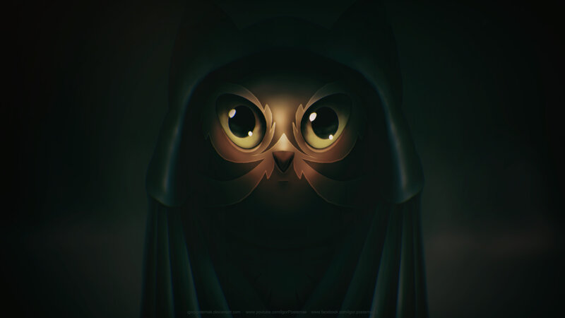 Owl in Dark Hood