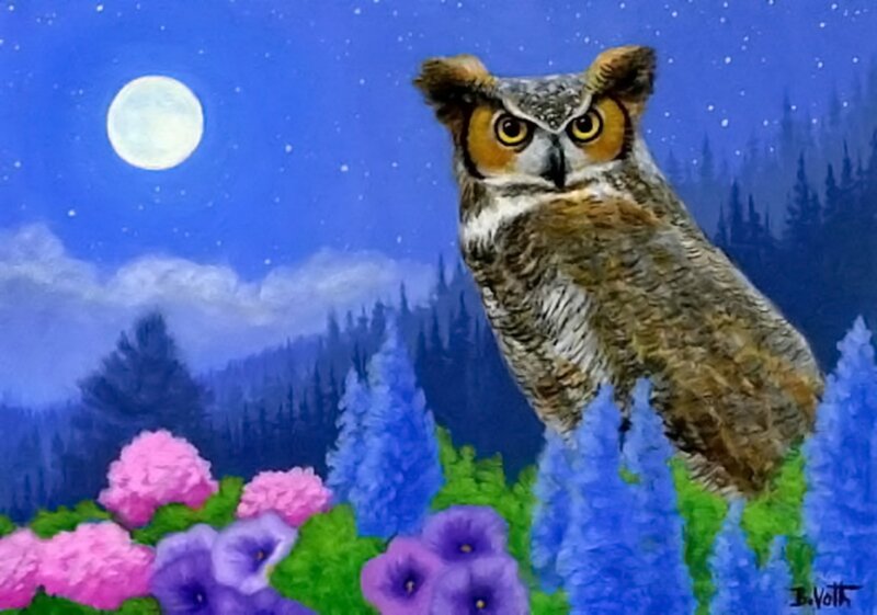 Owl in Flowers