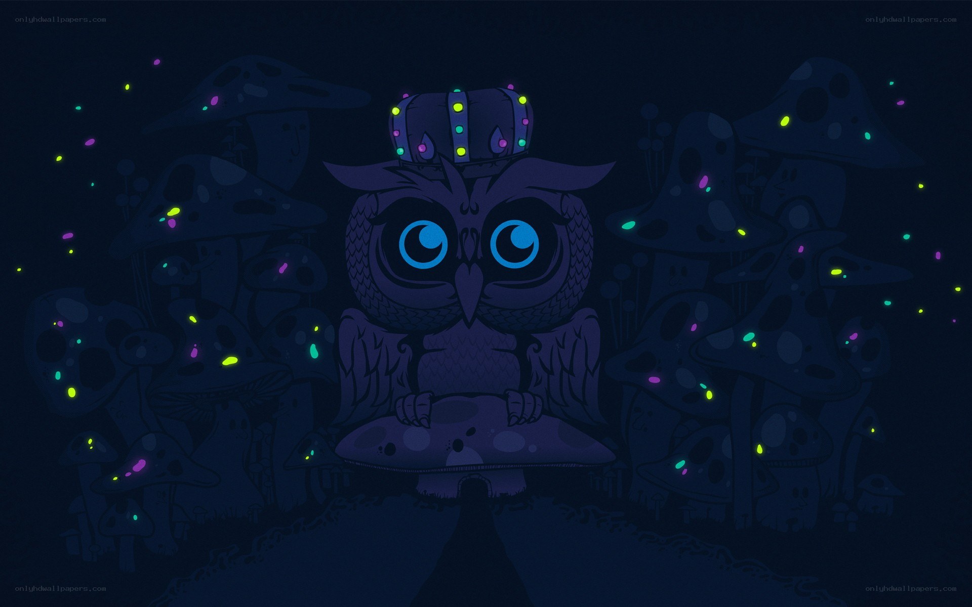 owl king in a mushroom forest