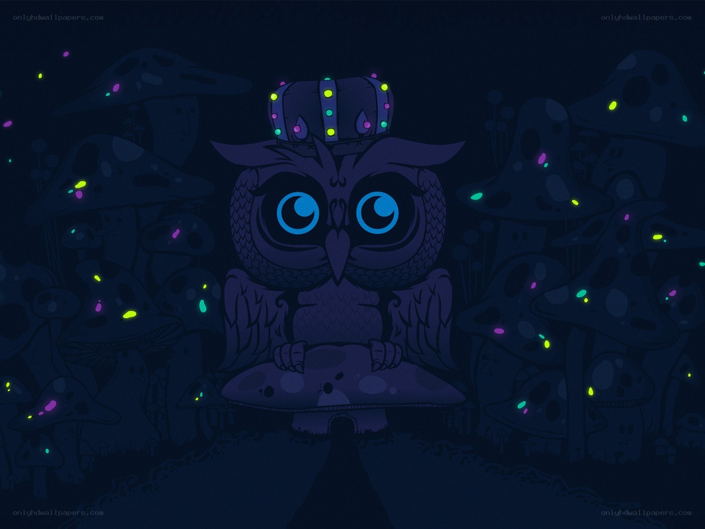 owl king in a mushroom forest