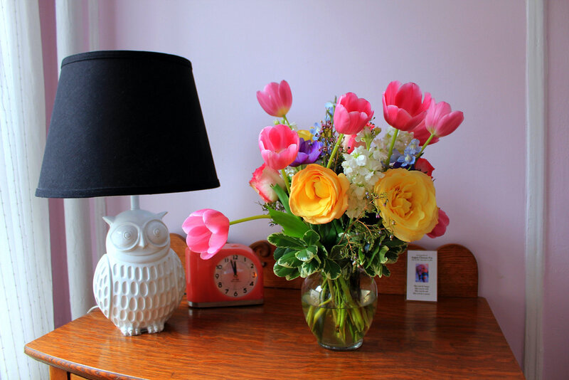 Owl Lamp with Flowers