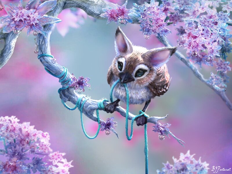 Owl-like Creature on Branch
