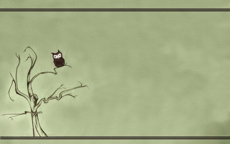 Owl on a Bare Tree — Green, Calm