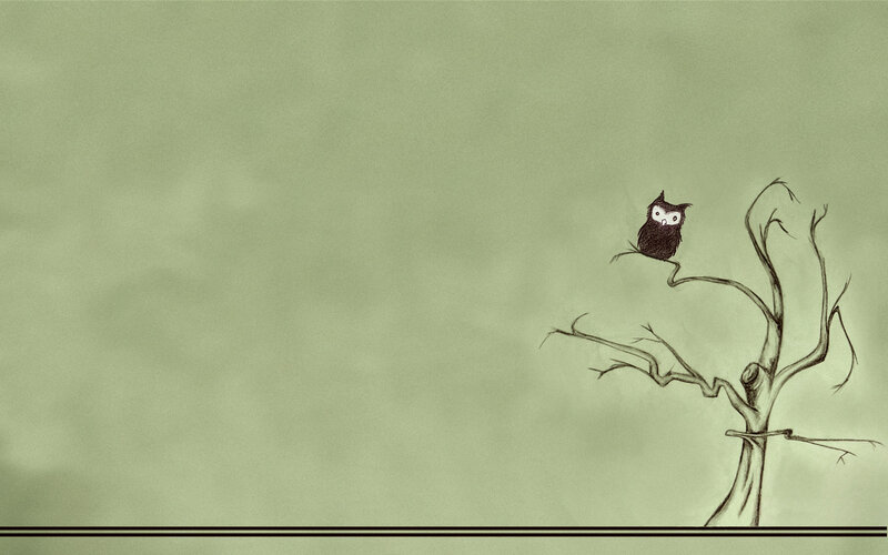 Owl on a Bare Tree — Green