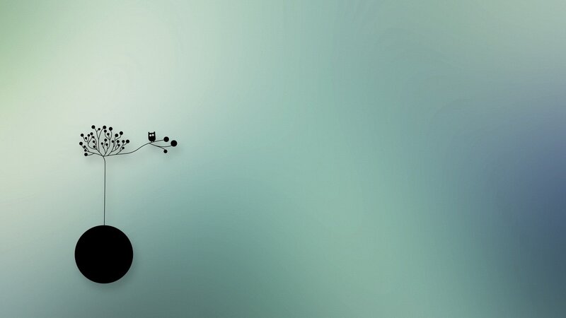 Owl on a Branch — Green, Serene, Minimalist