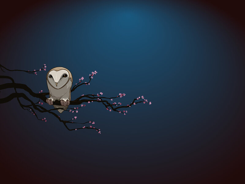 Owl on Flowering Branch
