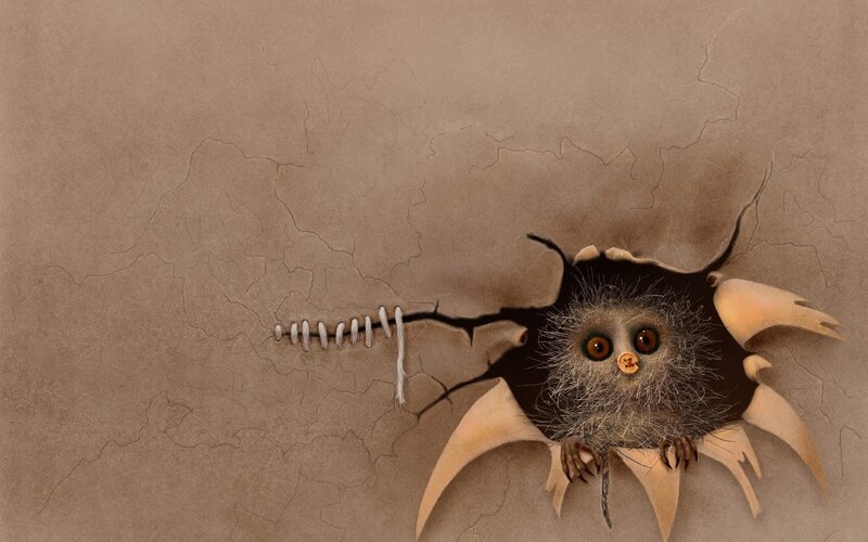 Owl Peeking Through Hole — Brown