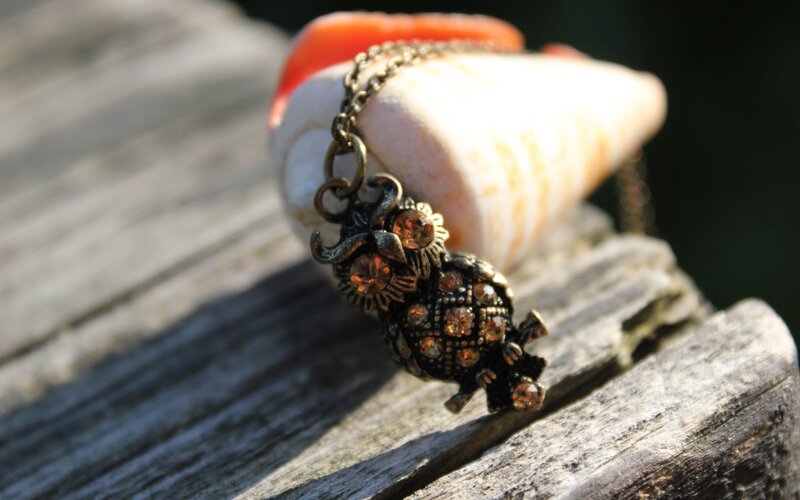 Owl Pendant Necklace — Brown