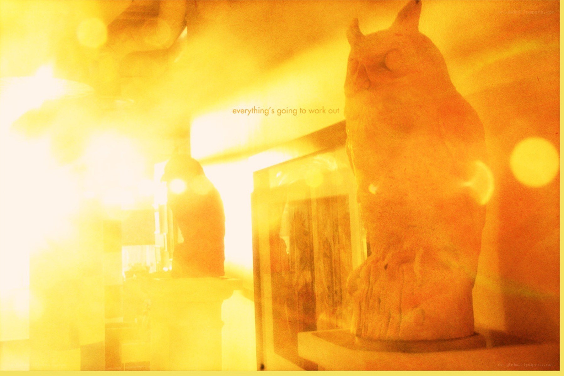 Owl statue in golden light