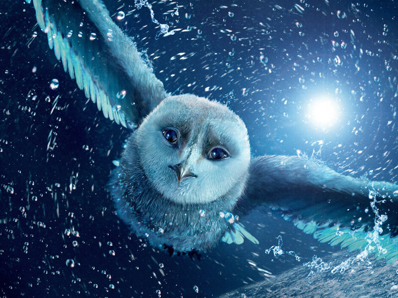Owl Swimming Underwater — Blue, Dramatic