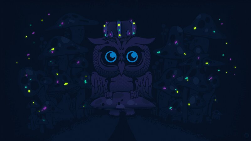Owl Wearing a Crown — Dark Blue