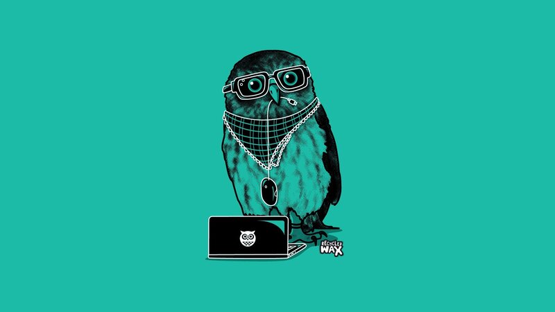 Owl Wearing Glasses — Teal, Playful
