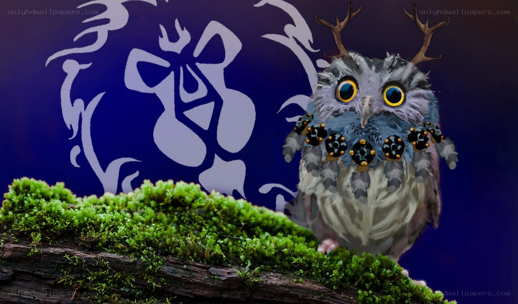 owl with antlers and beads