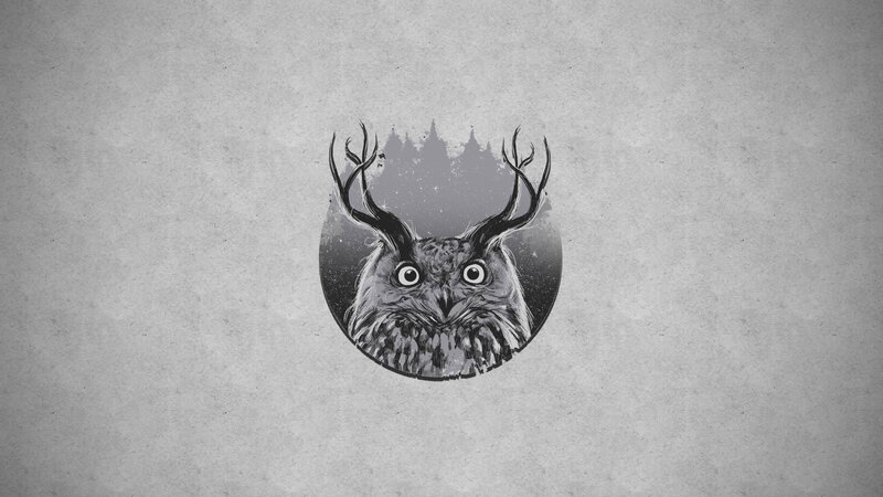 Owl with Antlers — Gray