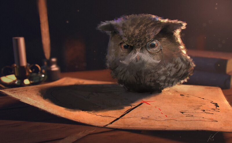 Owl with Glasses on Map