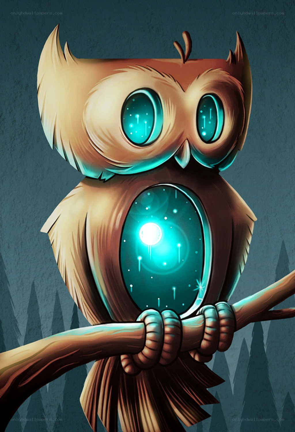 owl with glowing eyes