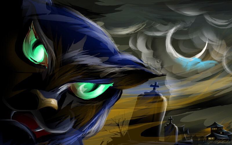 Owl with Glowing Eyes — Blue
