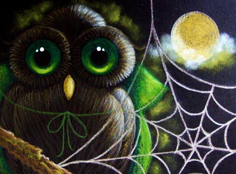 Owl with Green Eyes — Mysterious