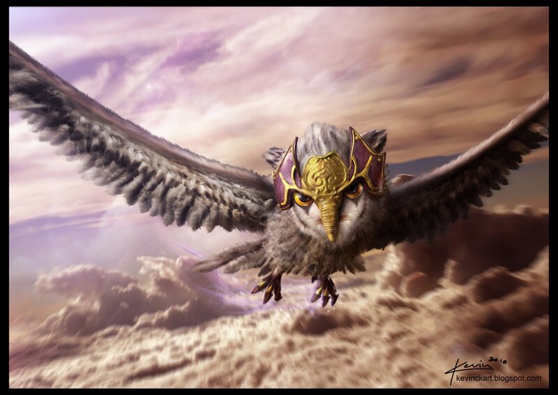 Owl with Helmet Flying