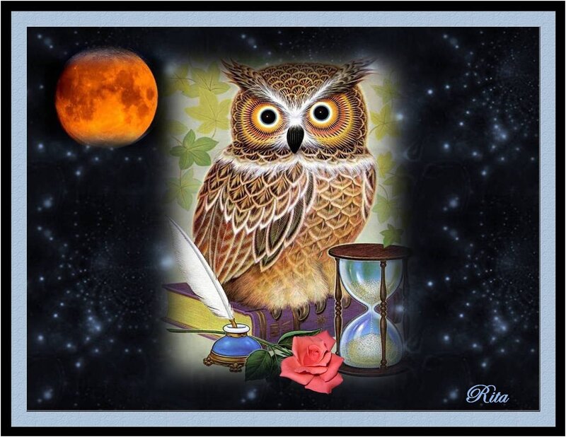 Owl with Hourglass