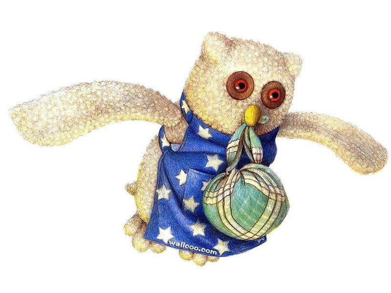 Owl with yarn ball