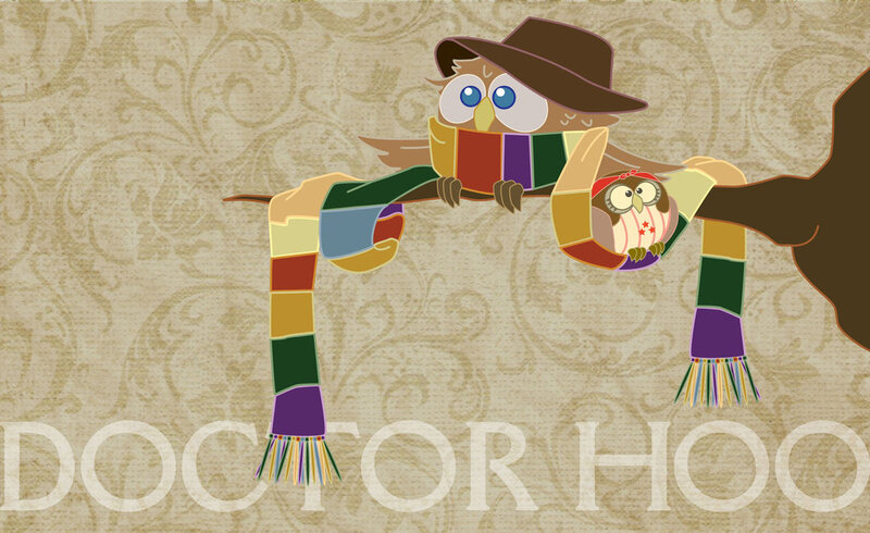 Owls in scarves and hats