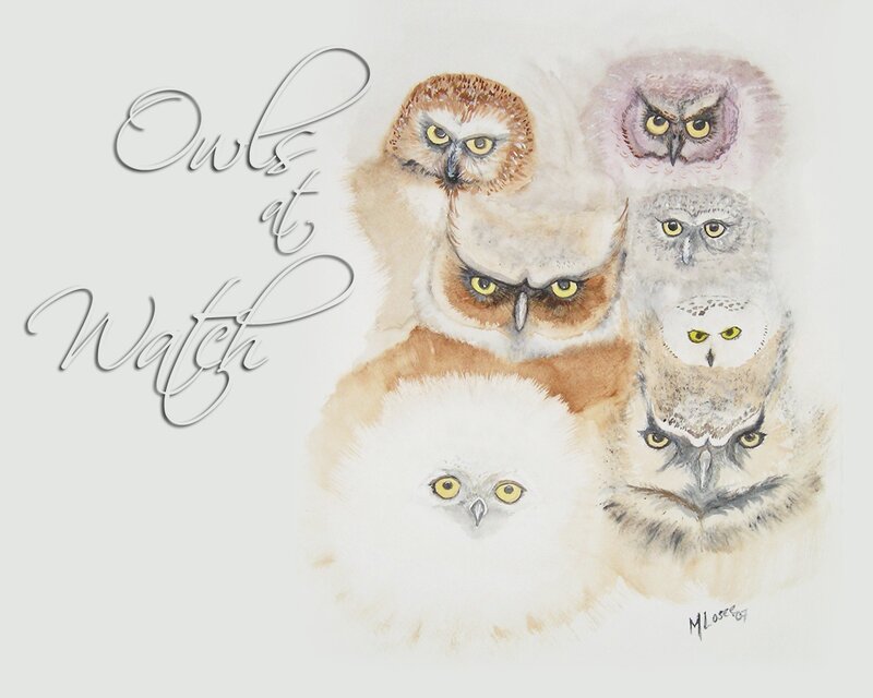 Owls in Watercolor
