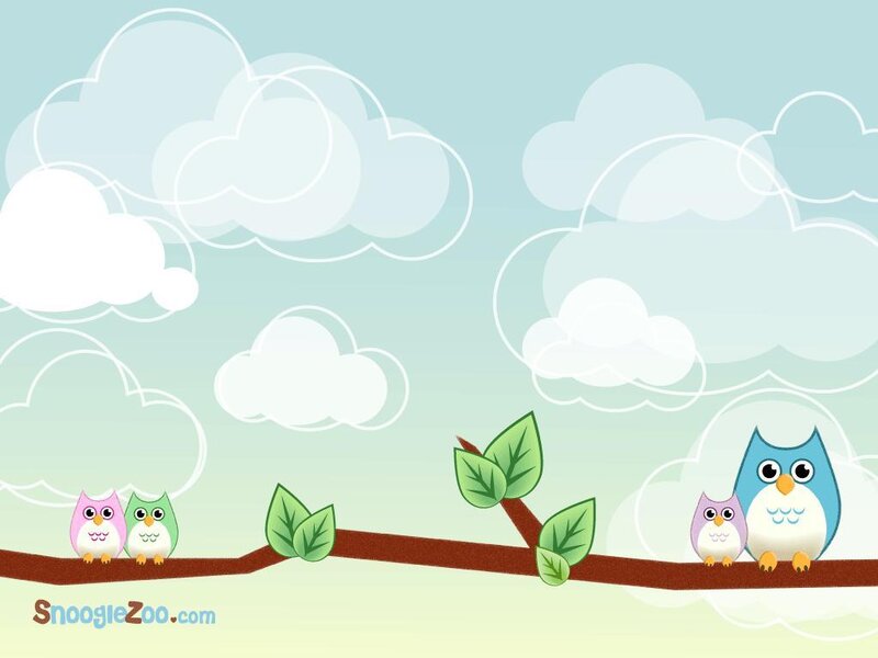 Owls on a tree branch