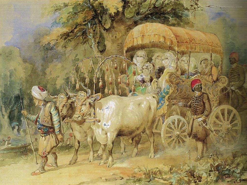 Ox-drawn carriage procession
