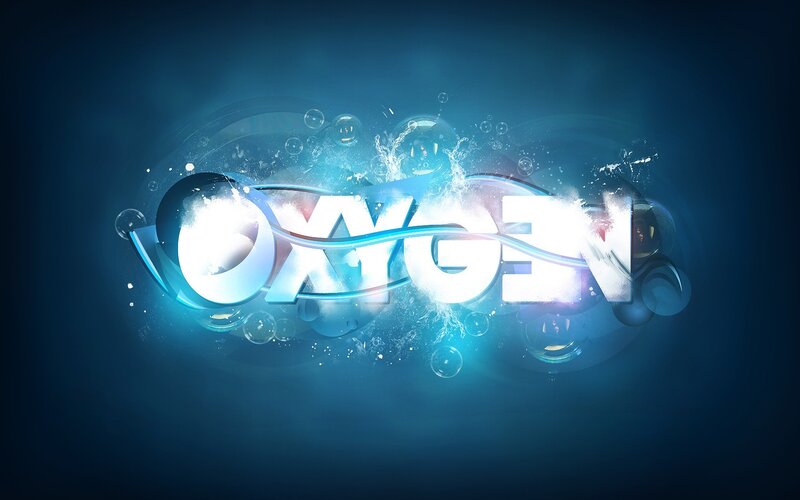 oxygen text with bubbles