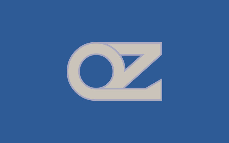 Oz logo on blue background