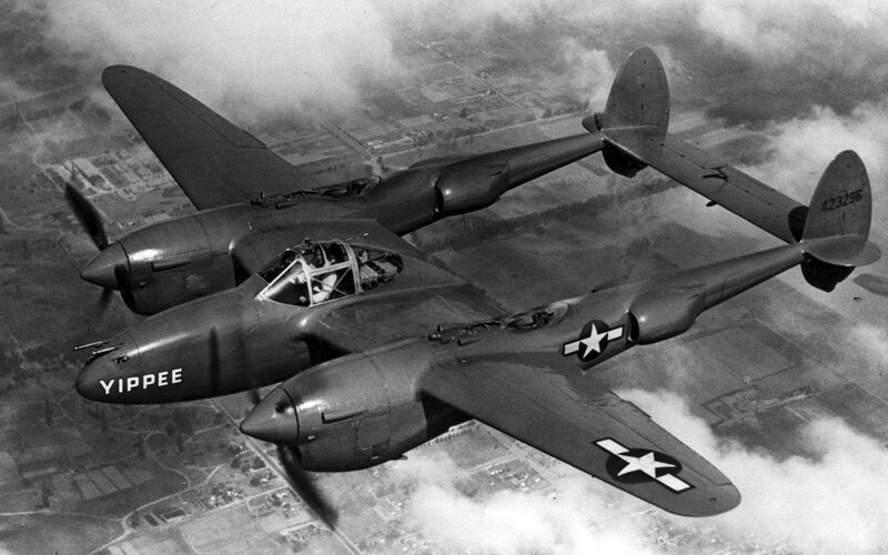 P-38 Lightning Aircraft — Black, Dramatic, Photograph