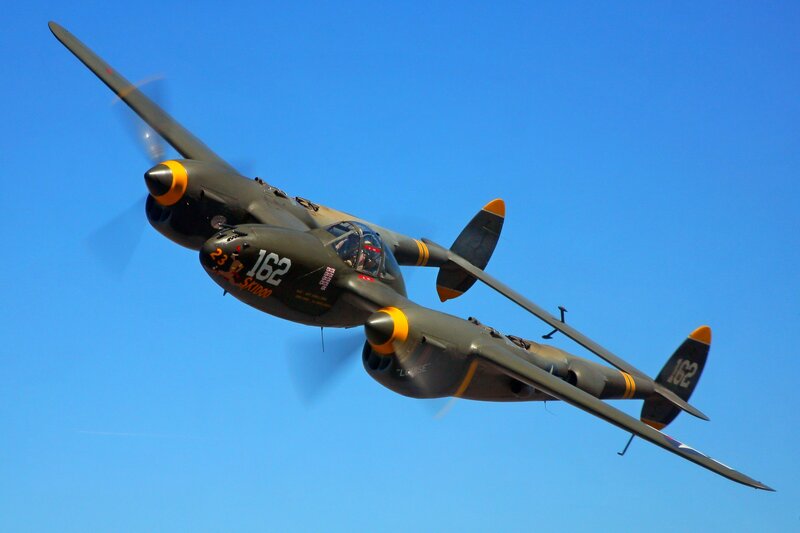 P-38 Lightning Aircraft — Blue, Dynamic