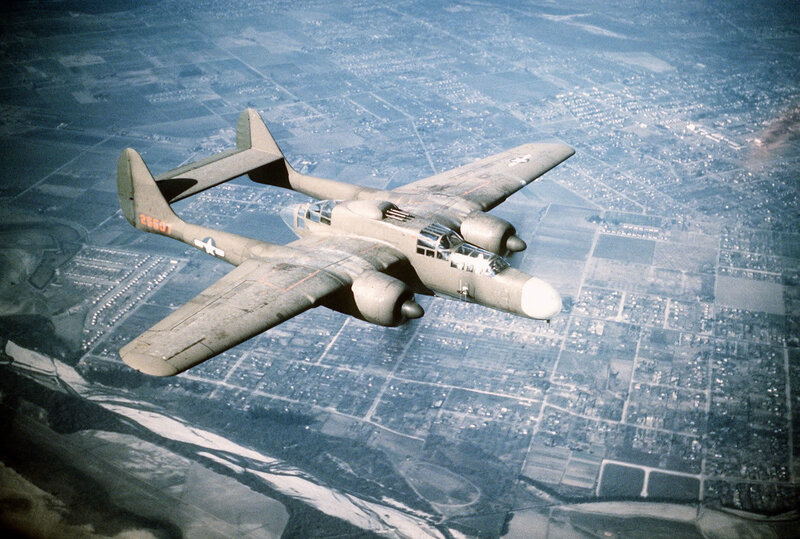 P-38 Lightning Aircraft — Gray, Aerial