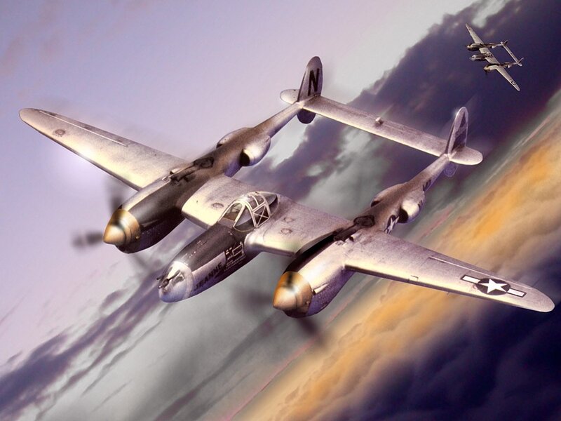 P-38 Lightning Aircraft — Gray, Dramatic