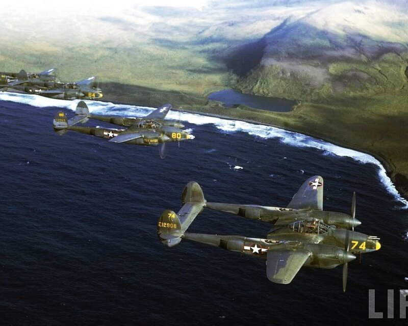 P-38 Lightning Aircraft — Green, Dramatic, Afternoon