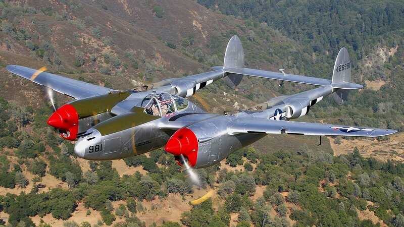 P-38 Lightning Aircraft — Silver, Dynamic, Afternoon