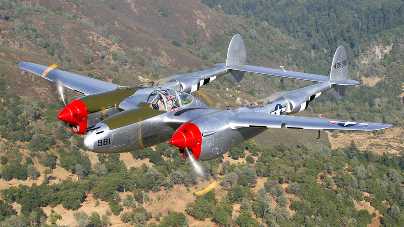 P-38 Lightning in flight