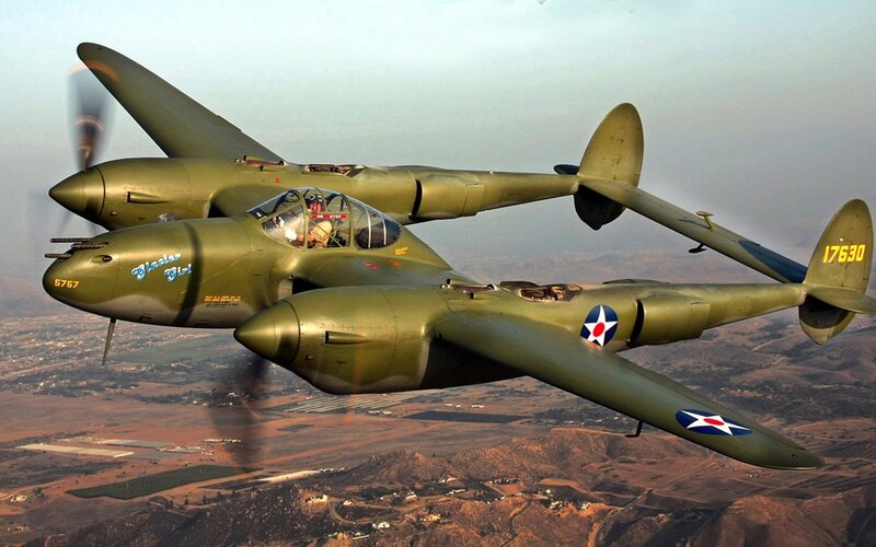 P-38 Lightning in flight
