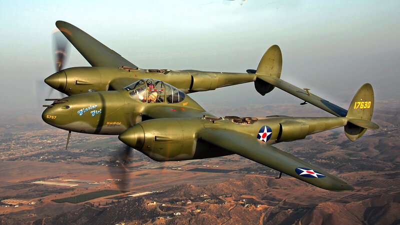P-38 Lightning in flight
