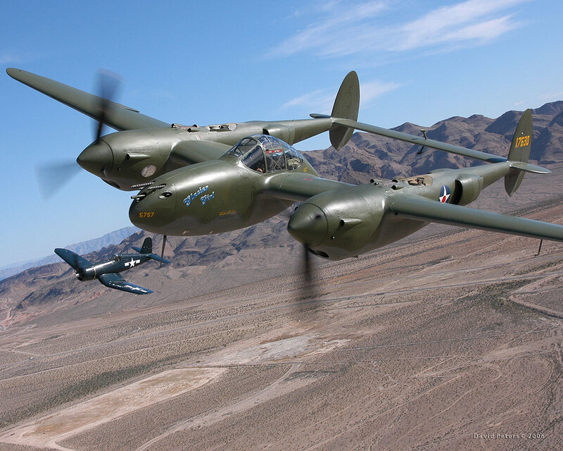 P-38 Lightning in flight