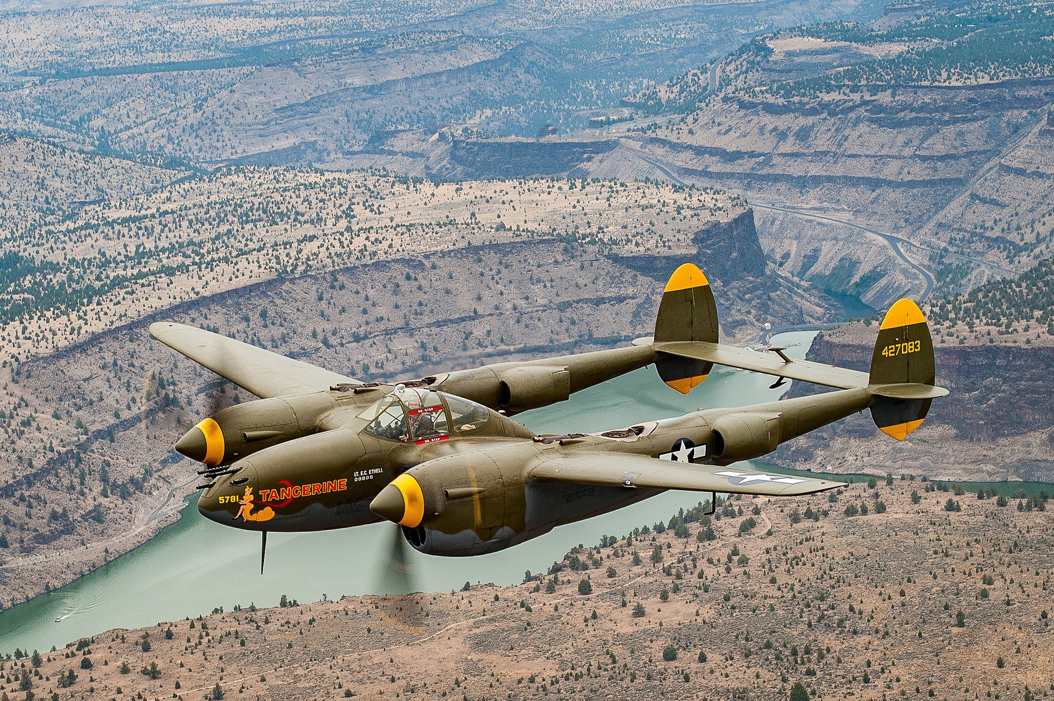 P-38 Lightning in flight