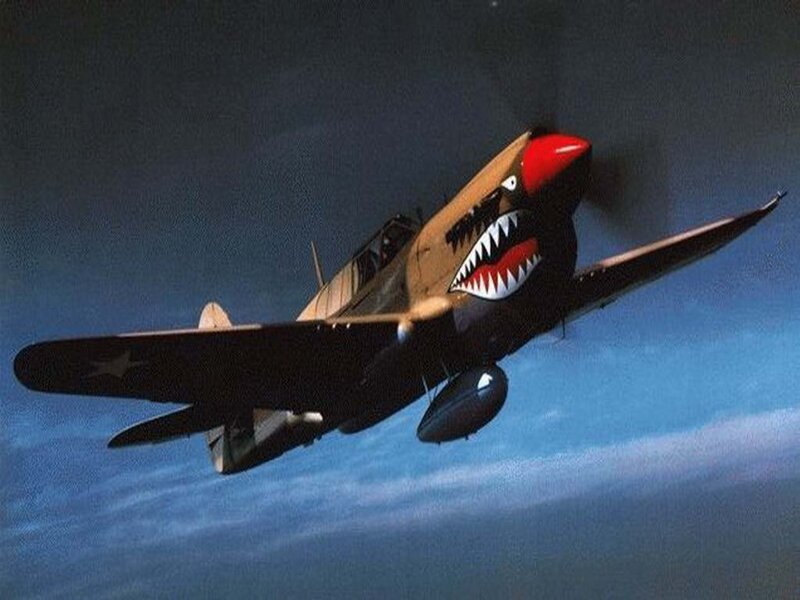 P-40 Warhawk Aircraft — Blue, Dramatic, Afternoon