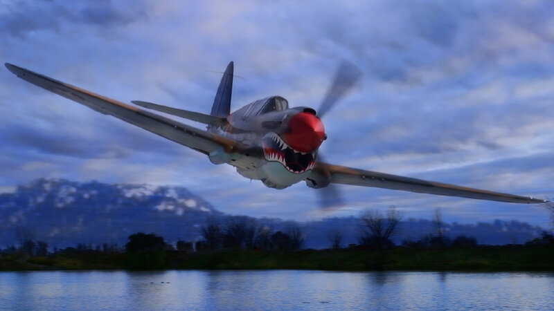 P-40 Warhawk Aircraft — Blue, Dramatic