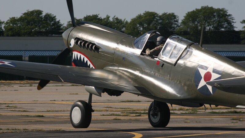 P-40 Warhawk Aircraft — Gray, Calm